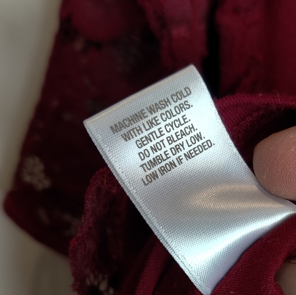 Roz & Ali Dressbarn Lace Blouse 3/4 Sleeve Dark Cherry Red Size 2X - Picture 10 of 10